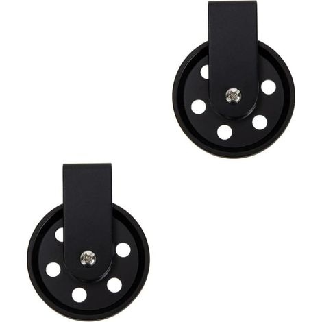Ecleanfy-Uonlytech 2 Pièces Accessoires D'éclairage Suspension Poulie Roue Appliques Murales Noires Lampe Murale Roue En Fer Roue Rétro Corbeaux Roues De Chariot Câble Extérieur Fer Forgé