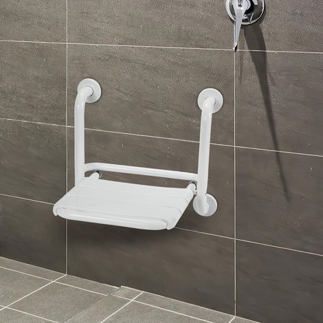 Wolketon Taburete de ducha plegable, taburete de baño de pared, acero inoxidable 304, ABS, 35 x 32,5 cm (1/5)