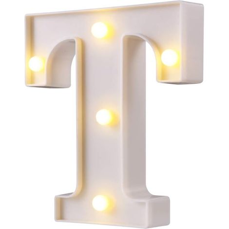 LED Chapiteau Lettre Lumières 26 Alphabet Lettres Lumineuses Signes Parfait pour la Décoration De Bar De Fête De Mariage (T Blanc)-Fei Yu (1/5)