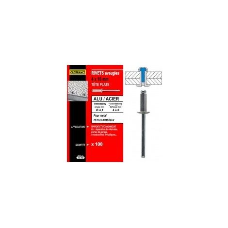 Aluminium/Stahl Nieten Flachkopf Bezeichnung 50 Nietenø Niete X Länge 4,8 X 30 mm Dicke zum Verpressen 21,0 bis 25,0 mmø Krone 9,5