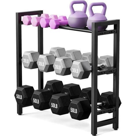 Rack à haltères 3 niveaux/4 niveaux, Support d'haltères pour salle de sport à domicile (1/5)
