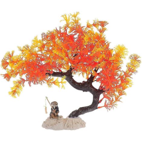 Décoration d'aquarium en résine orange, arbre, ornement réaliste, 1 pièce (1/5)