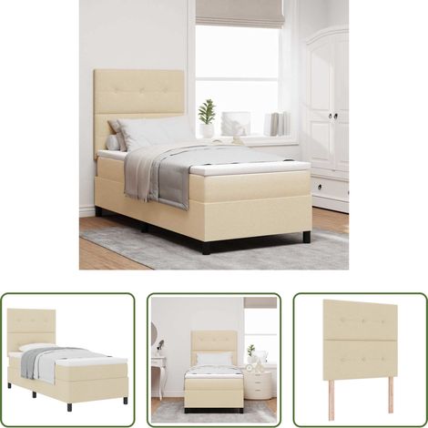 Matelas ferme-moyen - Lit à ressorts avec matelas Crème 80 x 200 cm tissu (1/5)
