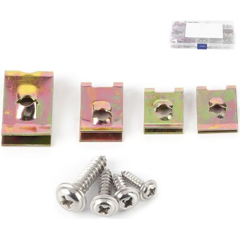 Attaches de garniture intérieure auto, écrous en U inoxydables, lot de fixations avec vis en acier inoxydable, résistant à la rouille, pour habitacle véhicule (1/5)