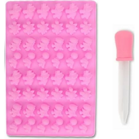 Moule à dinosaures en silicone pour gâteaux, 48 mini moules à bonbons gélifiés, idéal pour pâtisserie, mousse et chocolat (violet) (1/5)