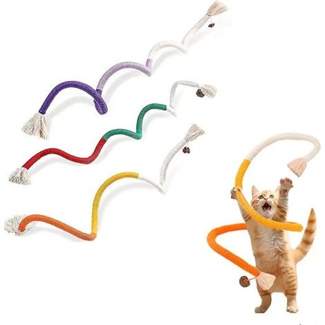 Cuerda para masticar para gatos, juguete para gatos, palo para morder, juguete duradero, juguete para gatos y perros, juego de 3 (1/4)
