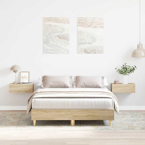 Estructura de cama sin colchón roble  140x190 cm madera
