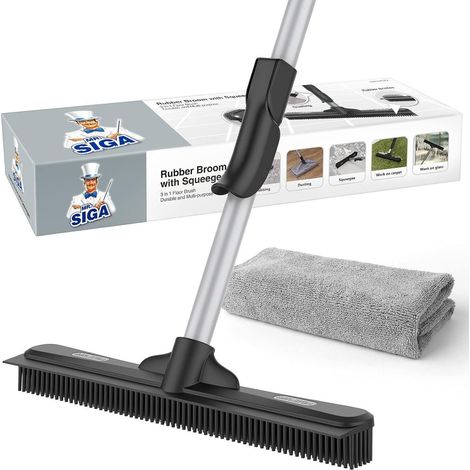 Gummibesen Abzieher Tiere Haare Bodenbürste Teppich 155cm Griff Mikrofasertuch (1/5)