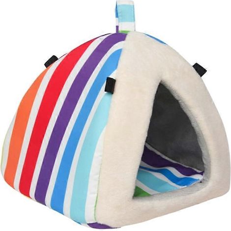 Petit hamac maison pour rongeurs, lit douillet en peluche chaude avec coussin amovible, cachette arc-en-ciel pour cochon d'Inde, grand format.