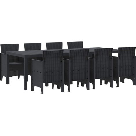 Maison Exclusive - Garten Essgruppe 9 stk. Anthrazit Polypropylen (1/5)