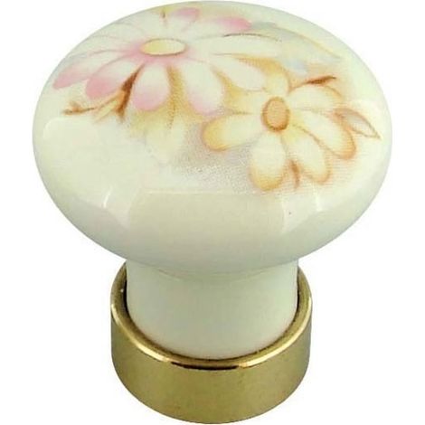 Bouton porcelaine - Décor : Fleur rose pâle - TCASYSTEM