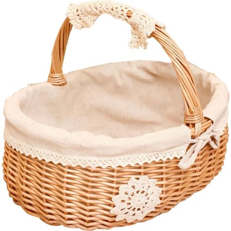 INOOMP en osier tressé avec anse panier de rangement blanc