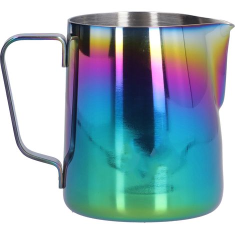 Pitcher à lait inoxydable 350ml pour mousse à café, bec pointu pour latte art, design coloré et épais