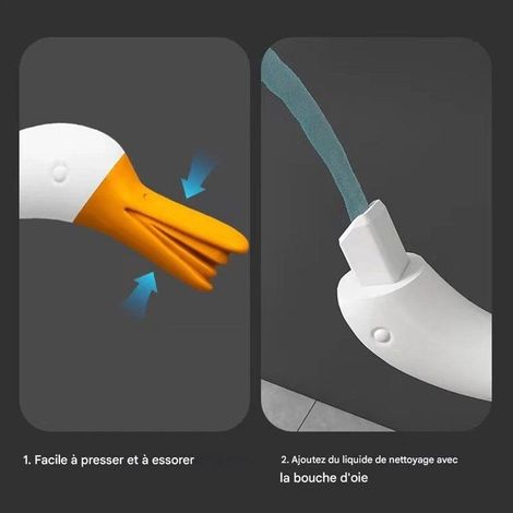 Brosse de Toilettes Murale avec Tête Silicone, Système de Nettoyage Hygiénique et Gain de Place - Blanc (1/5)