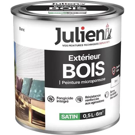 Peinture Extérieur Bois Microporeux Julien Blanc 0,5 L (1/2)