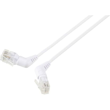 Trywise RF-6071558 RJ45 Câble réseau, câble patch CAT 6 U/UTP 0.50 m blanc Contacts enfichables orientables à 360°, Câble de sortie coudé 1 p V234403 (1/3)
