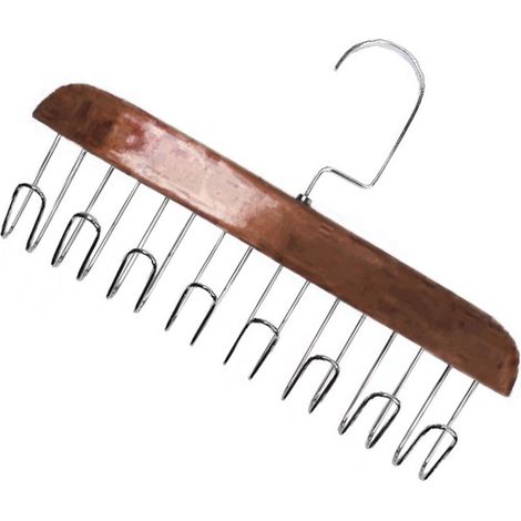 Porte-casquettes multifonctionnel sans perçage, avec 8 crochets, en bois et acier inoxydable, pour chambre d'étudiant, marron foncé.