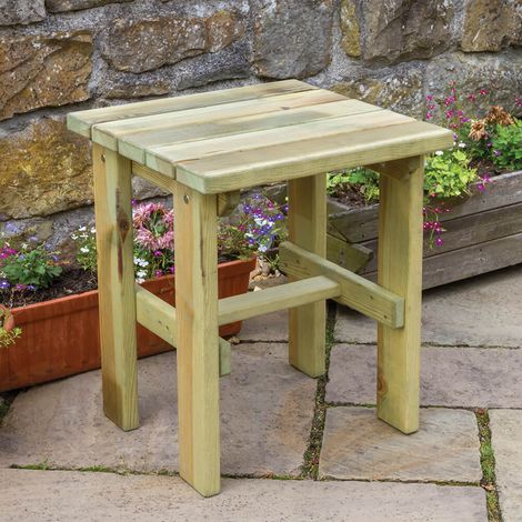 Zest Lily Wooden Coffee Drinks Side Table Garden Patio Square (1/4)