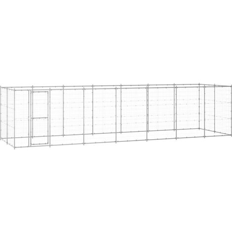 Chenil extérieur cage enclos parc animaux chien extérieur acier galvanisé 16,94 m²