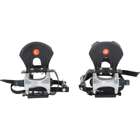 1 Paire de pédales de vélo d'exercice en aluminium avec cale-pieds et sangles 9/16" pour vélo d'intérieur