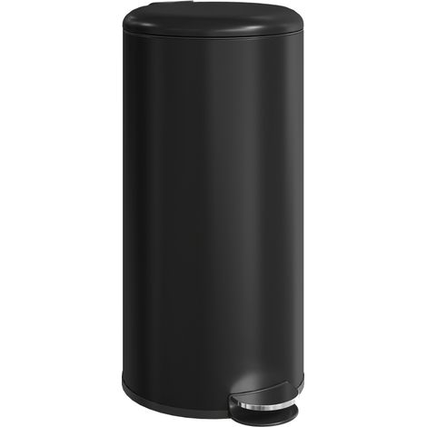Poubelle 30L à pédale – Couvercle soft-close, seau intérieur, 36x30x63,5 cm, noir