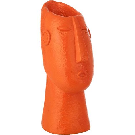 Vase visage orange en ciment pour extérieur - orange foncé (1/5)
