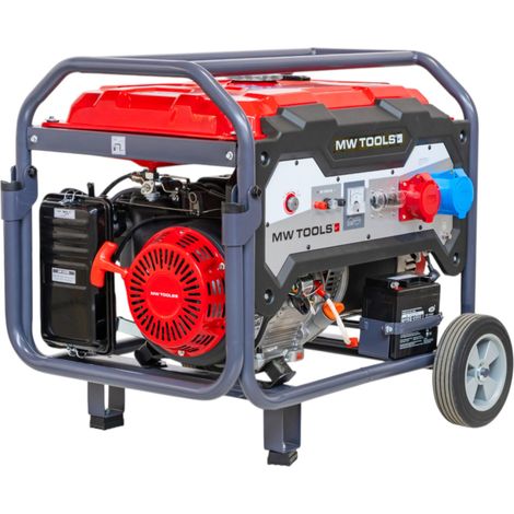 Mw Tools – Groupe électrogène essence 9 kW 3x400 V et 230 V – Démarrage électrique – Réservoir 25 l – Autonomie 6,5 h – BG85ED