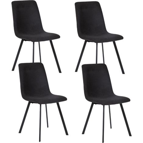Lot de 4 chaises en microfibre avec dossier surpiqûres en losange anthracite pieds métal noir - ELYO (1/5)