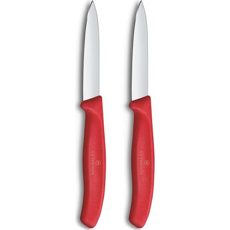 Swiss Classic Lot de 2 Couteaux à Légumes, 8 cm, Acier, Rouge (1/5)