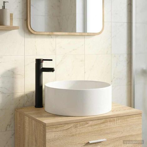 Lavabo de baño Negro Mate 40,5 x 40,5 x 15,5 cm Metal