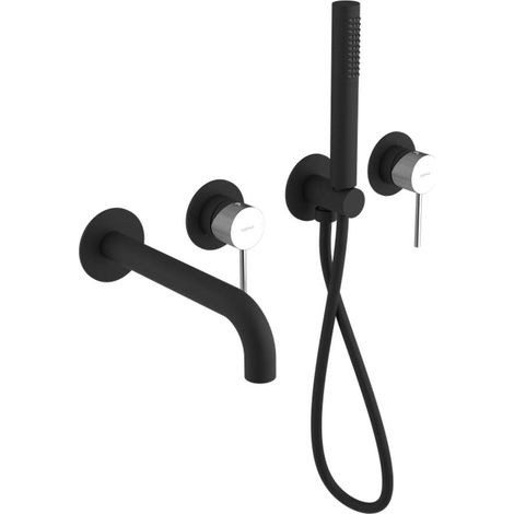Sapho Ultrasan - Miscelatore per vasca da incasso, per 2 utenze, nero opaco/cromo UT093VBC (1/2)