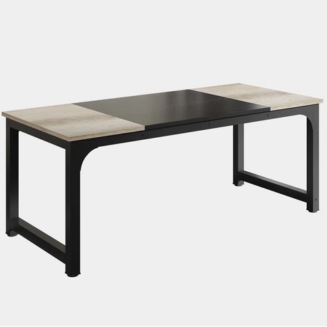 Escritorio rectangular de oficina 180x80x75 cm en metal y madera negro y gris (1/5)