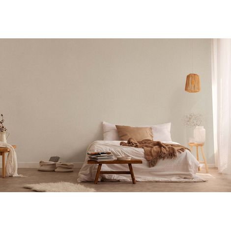 Papier peint intissé uni gris beige Tapisserie structurée effet grainé Papier peint style naturel résistant et lavable idéal pour couloir (1/4)