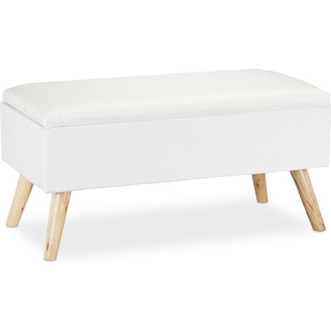Panca imbottita con spazio portaoggetti 39,5 x 79,5 x 39,5 cm pratica e moderna in tessuto beige 130008717