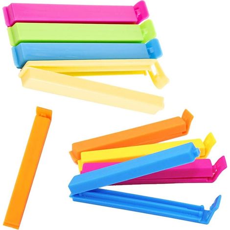 Clips de fermeture, 24 pcs Clips de fermeture Clips de sac Clips de poche pour sac de nourriture Clips d'étanchéité en plastique de couleur aléatoire 11CM, (1/5)