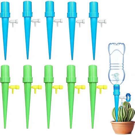 10 Stück Tropfbewässerung, Neu Universeller Auslauf, automatisches Bewässerungssystem für den Innen- und Außenbereich, Pflanzenbewässerung, mit Gartenregulierventilen (Stil 1) (1/5)