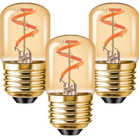 Lampadina LED E27 vintage da 1,5 W, luce notturna ambra dimmerabile, filamento LED a spirale Edison, bianco ultra caldo 2200 K, equivalente a 15 W, confezione da 3 [classe energetica G]