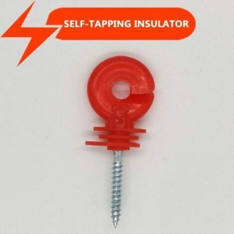 Isolateur Cloture Electrique - Pour Piquet Fer et Grillage - Fixation Par Vis - Rouge - 20 Pièces (1/4)