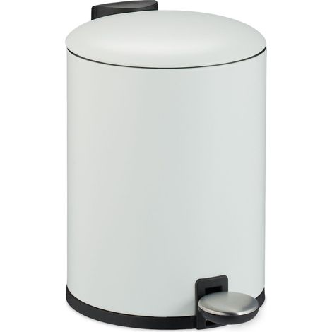 Pattumiera rotonda per bagno dal design moderno 24 x 17 x 26 cm con pedale ergonomico in metallo opaco 130016214
