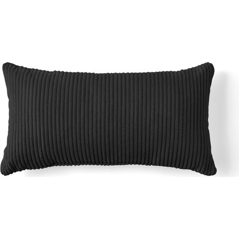 Colombine - coussin - en velours côtelé - 32x63 cm - noir (1/4)