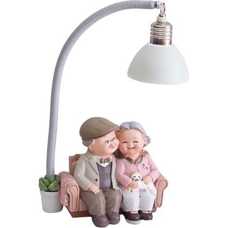 Dekorative Nachtleuchte aus Kunstharz mit Kätzchenmotiv für ältere Paare, ideal für Schlafzimmer, Wohnzimmer und Büro. (1/5)