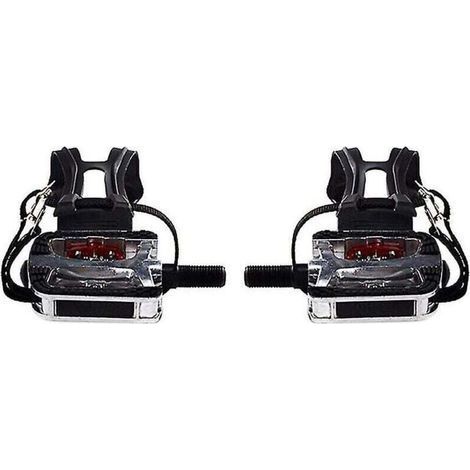 Pédales SPD pour vélo de spinning avec cages d'orteils pour pédales à clip Pédales de plate-forme de cyclisme d'exercice en salle 9/1 (1/3)