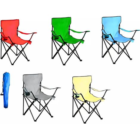 TrAdE Shop Traesio - Sedia Pieghevole Con Portabicchiere Da Pesca Campeggio Mare Spiaggia Tinta Unita 285006 - (1/5)