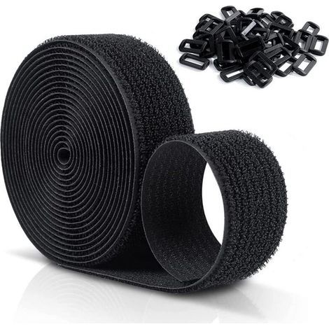 Sangles Scratch Velcr Réutilisables 10 M X 20 Mm, Sangles De Câble Réglables Avec 50 Boucles En Plastique, Libre De Couper Attaches De Câble Velcr En Nylon Noir-NANOTEH (1/4)