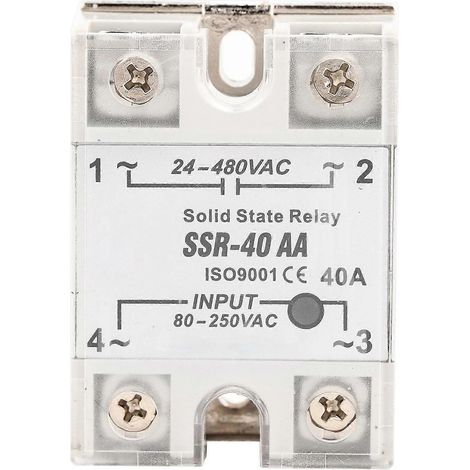 SSr 40AA 40A Halbleiterrelaismodul, AC-AC-Eingang 90–250 V AC, Ausgang 24–480 V AC