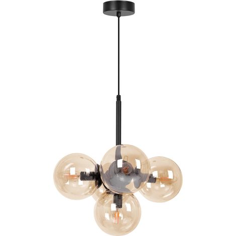 Suspension réglable Kaja PIRO 5 globes verre ambre E14 (1/5)