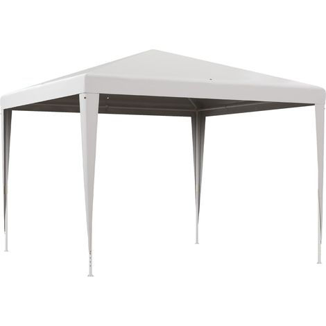 Tente de jardin détachable 3x3m, pavillon d'extérieur avec 4 trous de drainage et structure tubulaire en acier blanc
