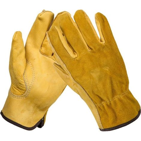 Gants de jardinage en cuir confortable avec doublure imperméables à coupe ajustée durables et souples Taille L (1/4)