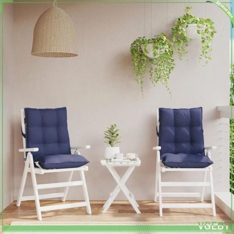 Coussins de chaise à dossier bas - FAFEISY - 377737 - bleu marine - lot de 2 - tissu Oxford résistant à l'eau (1/5)