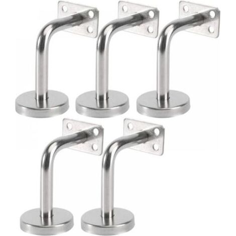 Lot de 5 Support Main Courante Inox - Murale Supports de Main Courante pour Escalier Exterieur Intérieur, Rampe Escalier Bois, Rail D'escalier (6x8x5cm/2.7x3.1x2.0in)Sans vis (1/5)